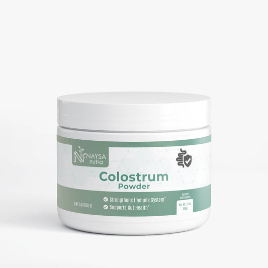 Naysa Nutra Colostrum Powder container on a white background